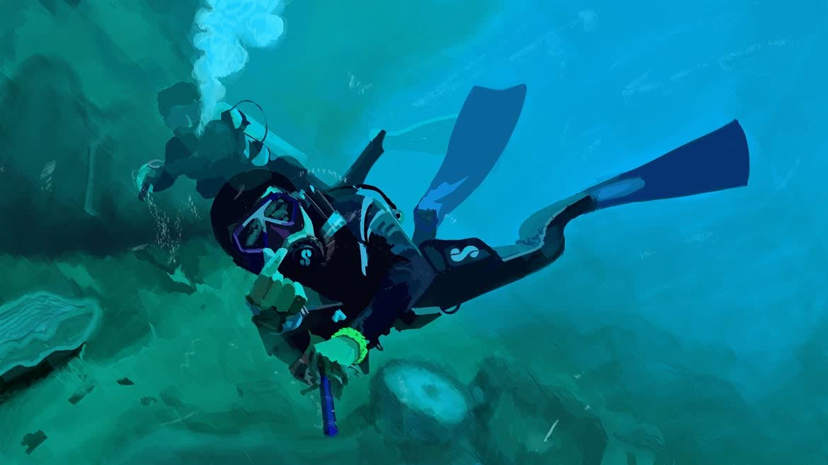 Deep Blue — the same painting in colour